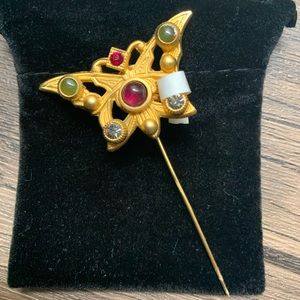 Vintage Natasha Stambouli 24k Gold Plated Pin